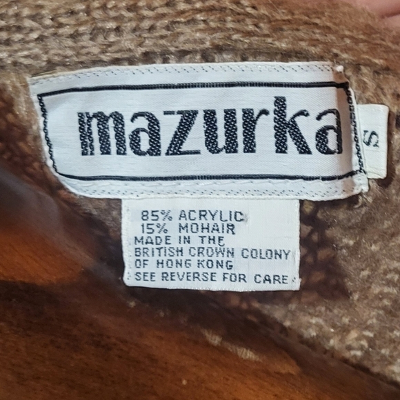 Vintage Mazurka Mohair Blend Knit Sweater Button Vest Camel Size Small - Picture 3 of 5